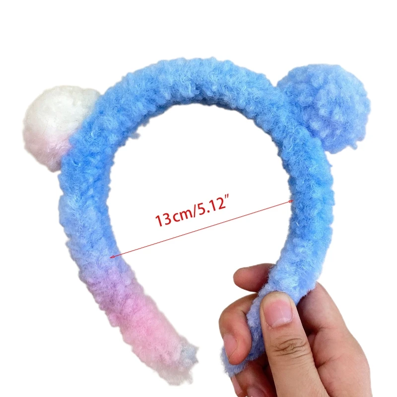 

Cute Bear Ears Headband Gradient Colorful Furry Hair Hoop Cosplay Party Bandana