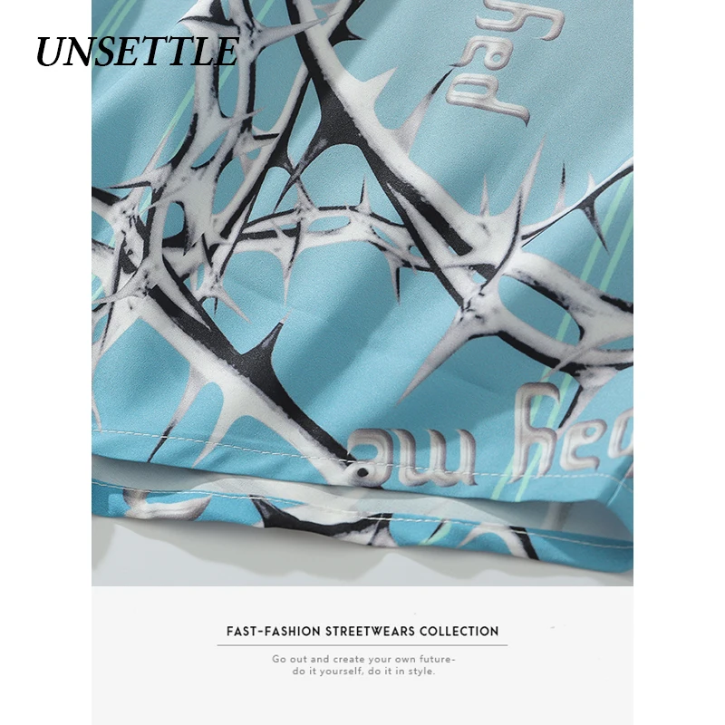 UNSETTLE 2020SS Харадзюку мужская летняя уличная одежда с принтом ветки дерева