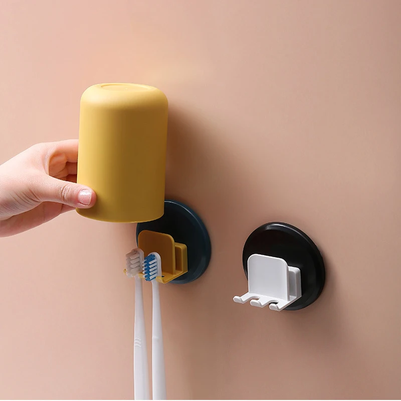 

Seamless Toothbrush Holder Toothbrush Cup Set Multi-Function Hook Wall-Mounted Non-Punch Bathroom Storage Rack Organizer