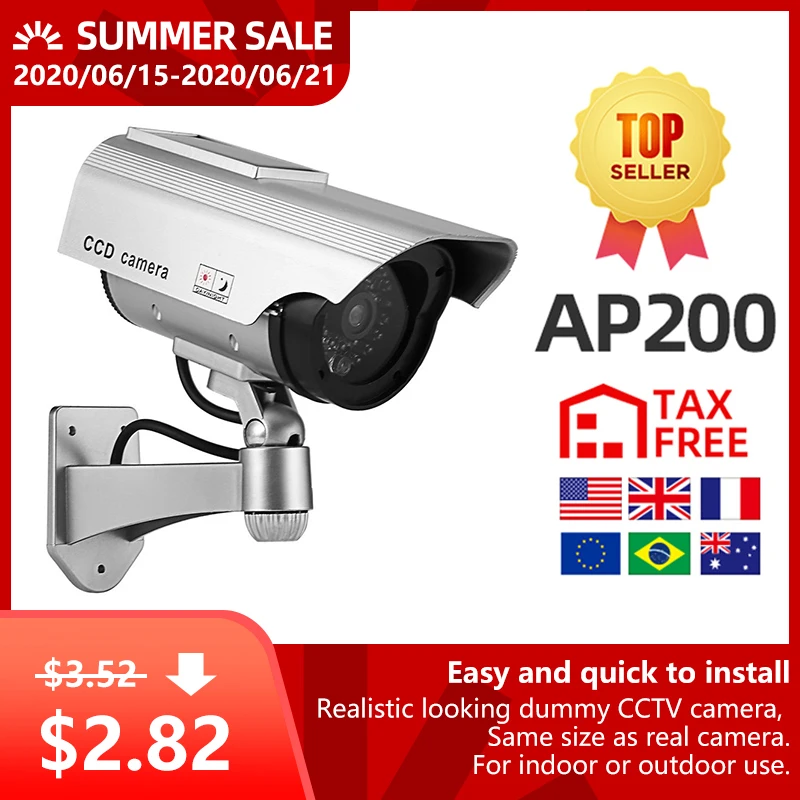 Поддельная камера с питанием от солнечной батареи Мерцающий СВЕТОДИОДНЫЙ