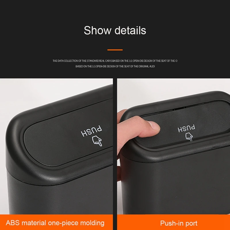 

Car Trash Can Interior Organizer Storage Box Car Garbage Bag Press Sealed Trash Can Auto Storage Bin Accessories
