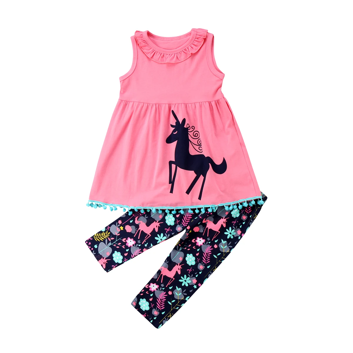 2 шт. детский летний комплект из топа и леггинсов без рукавов | Мать ребенок