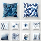 Акварельный Синий чехол для подушки, геометрический абстрактный ландшафт, чехол для диванной подушки, простые чехлы из полиэстера в скандинавском стиле для подушек