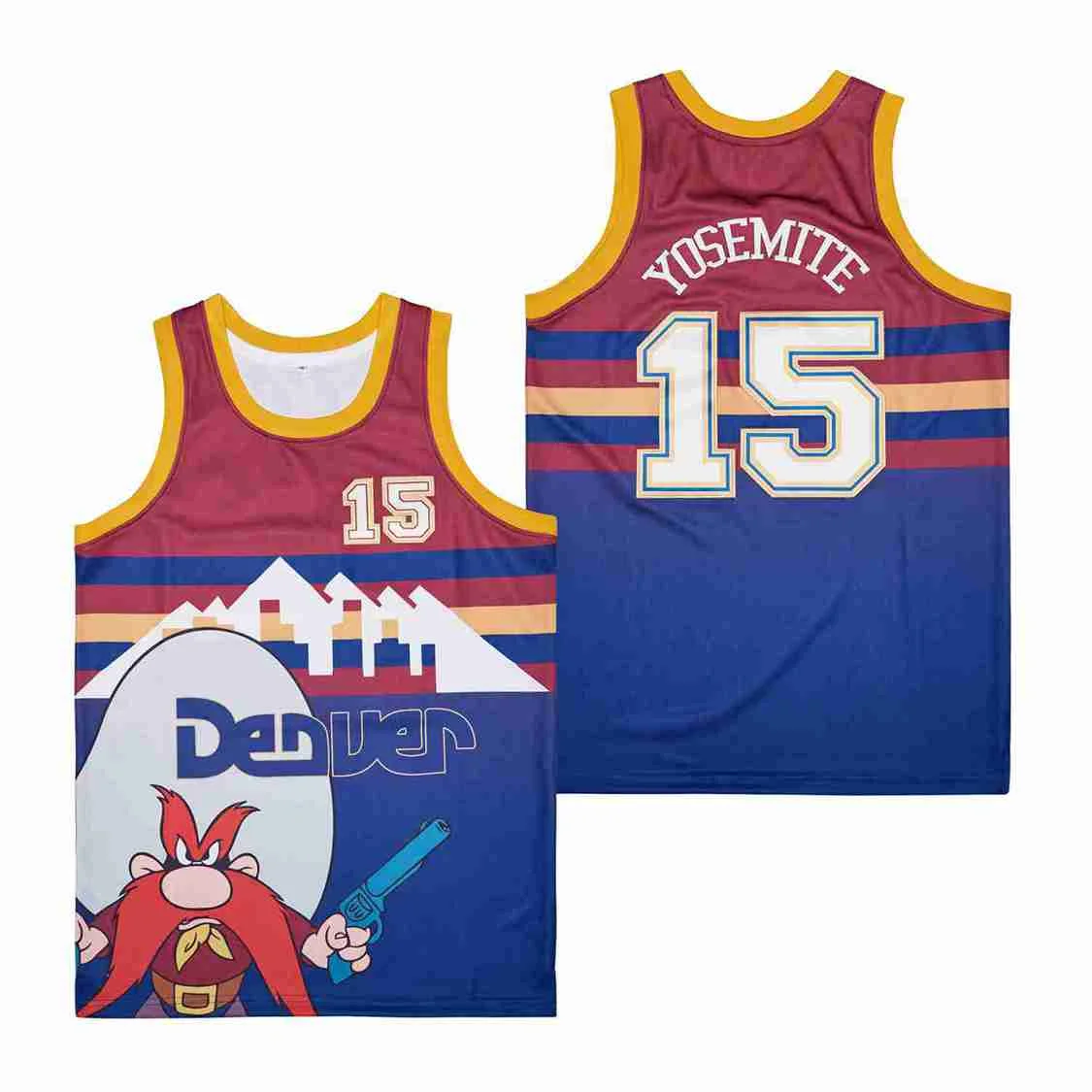 

BG basketball jerseys SAM DENVER 15 YOSEMITE jersey Embroidery sewing Outdoor sportswear Hip-hop culture blue white 2021 new