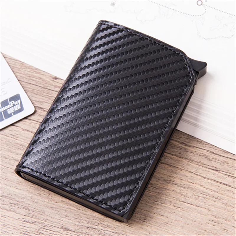 BISI GORO Anti-theft Card Case Carbon Fiber RFID Pop-up Clutch Smart Card Wallet Multifunctional Men Unisex Card Holder