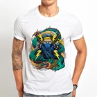 Футболка с принтом дракона ниндзя, мужская, летняя, белая, повседневная, с коротким рукавом, унисекс, уличная одежда с HD-принтом