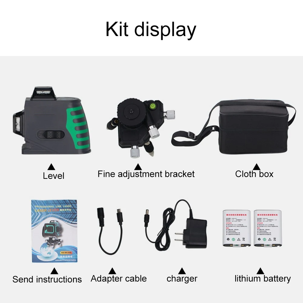 3D Настенный лазерный уровень зеленый измеритель с кронштейном магнитный