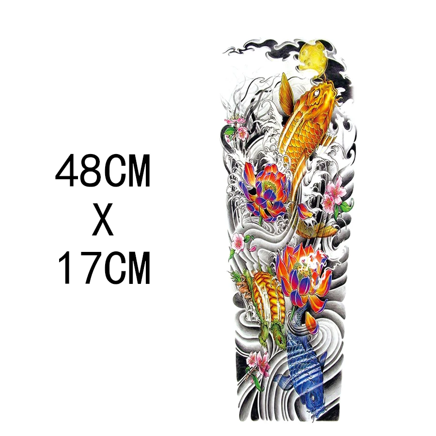 Водостойкая временная татуировка Лотос кои на большой руке боди-арт стойкая всю