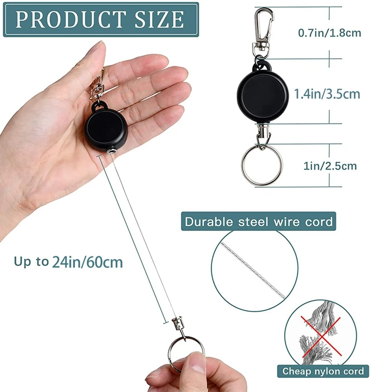 

Retractable Keychain 6 Pcs Retractable Badge Holder Reel with Belt Clip and Key Ring for ID Card