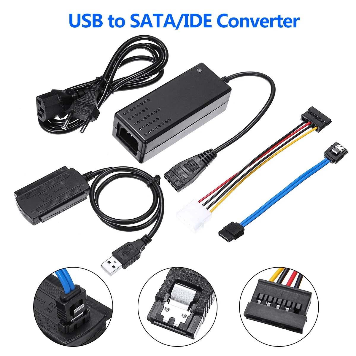 

Pohiks Portable USB 2.0 to SATA/IDE Hard Disk Adapter Converter Cable 480Mbps High Speed Adapters For PC Computer