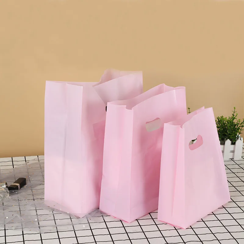 Розовый пластиковый пакет с ручкой для ювелирных изделий/одежды/косметики