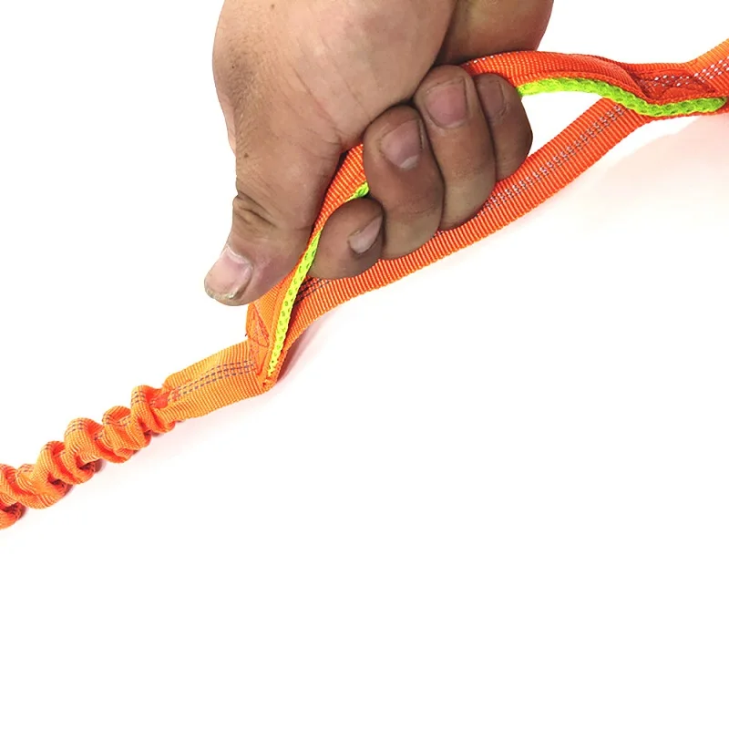 Поводок для большой собаки с двойной ручкой эластичный буфер Светоотражающий