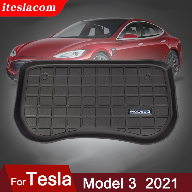 

New Tesla Model 3 2021 Mats Waterproof Car Front Trunk Storage Mat For Tesla Model3 Accessories TPE Cargo Tray Trunk Pads Three
