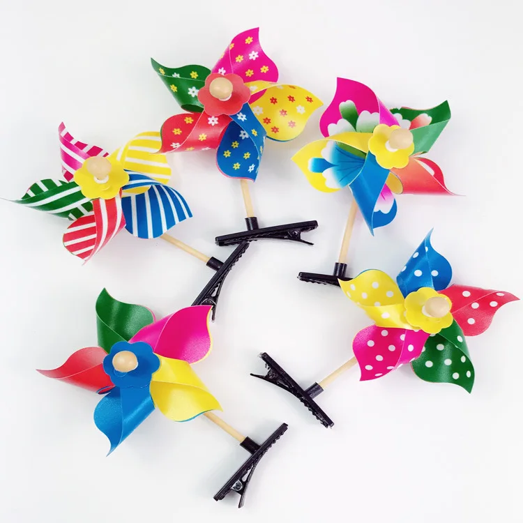 

5PCS Colorful Pinwheel Hairpin Windmill Outdoor Gifts Children's Toy