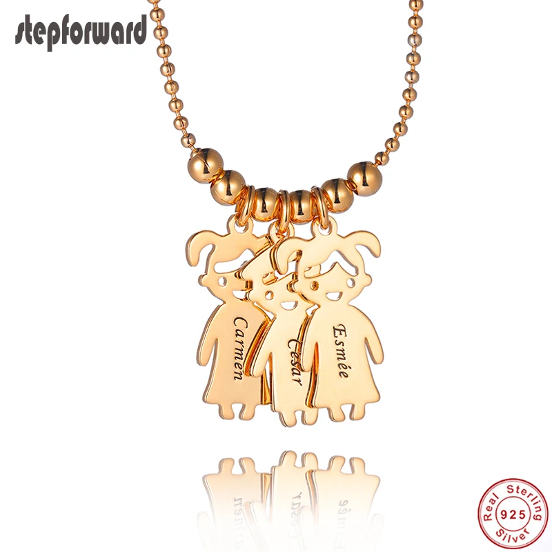 Шаг вперед заказное 925 пробы Серебряное ожерелье с подвеской гравировка 1 3 имени