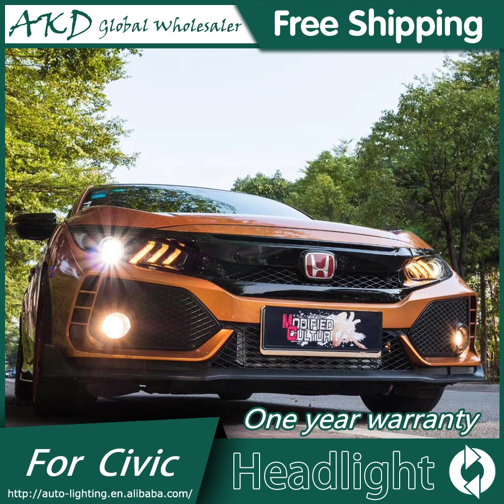 АКД автомобильный Стайлинг Головной фонарь для Honda CIVIC X 10th 2016 фара светодиодный