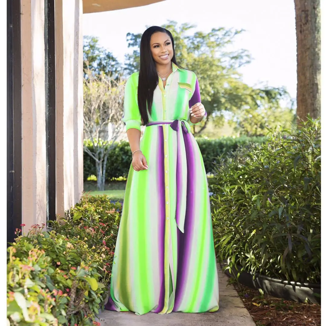 Трикотажное Полосатое сексуальное богемное пляжное платье средней длины с