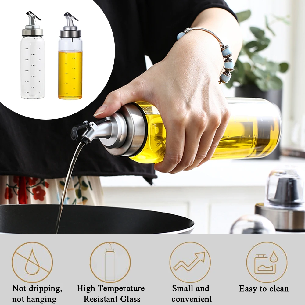 Кухонная бутылка для приправ розлива стеклянная хранения масла и уксуса