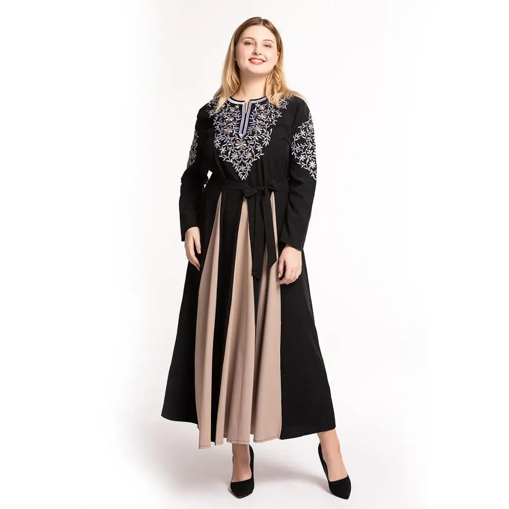 

Elegant Muslim Embroidery Abaya Maxi Dress Hijab Long Robe Gowns Kimono Ramadan Eid Islamic Prayer Middle East Tesettur Elbise