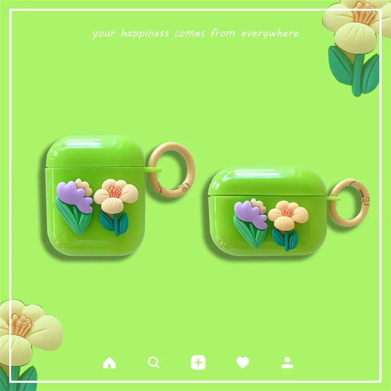 

Three-dimensional Small Flower AirPods 1/2/3 Generation Bluetooth Wireless Earphone Cover Creative Protective Soft Shell