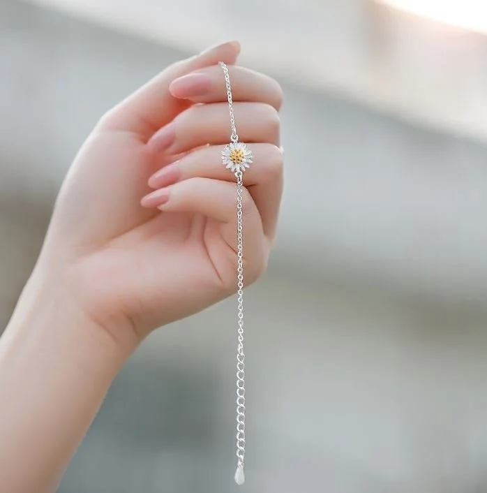 Цинковый сплав шикарный браслет маленькая Маргаритка цветы от солнца золотой