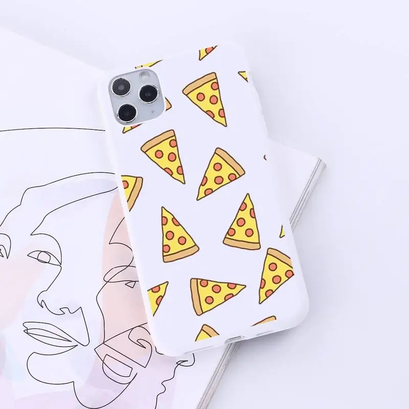 

Pizza food hamburger Phone Case Candy Color for iPhone 6 7 8 11 12 s mini pro X XS XR MAX Plus