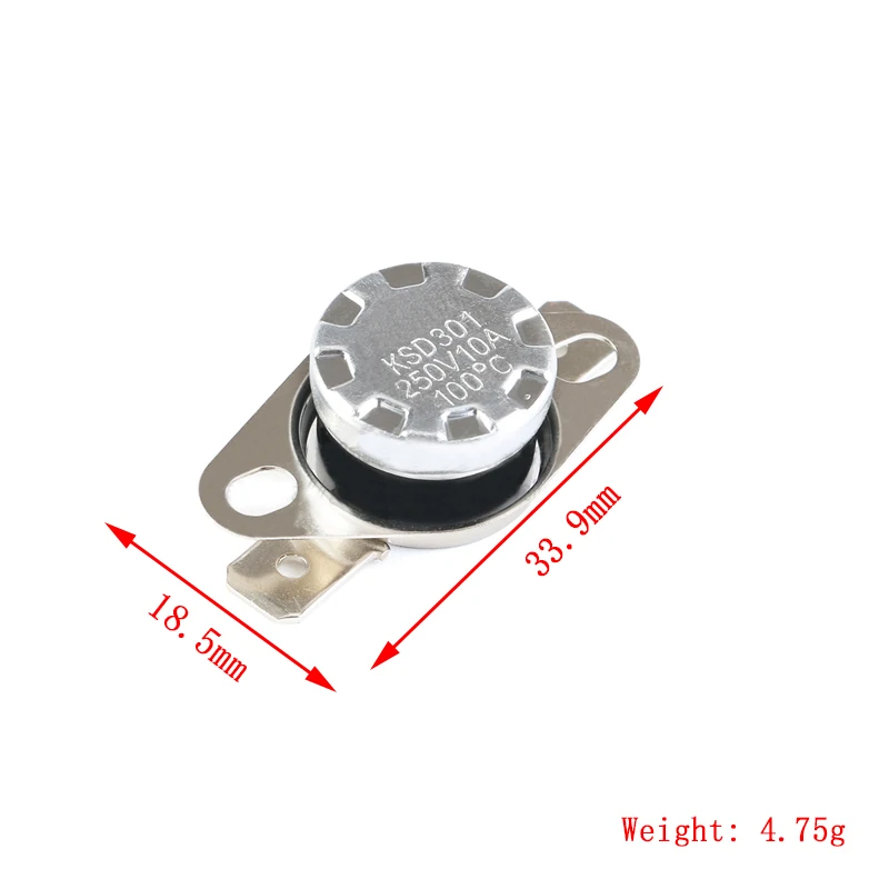 Термостат KSD301 250 В 10 А нормально замкнутый переключатель температуры 40C-135C для