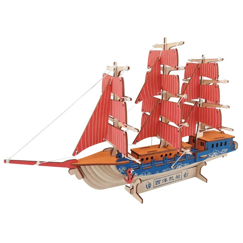 

Западный Европейский парусный корабль, лазерная резка, детские игрушки, 3D деревянная головоломка, сборка, деревянные наборы, украшение стол...