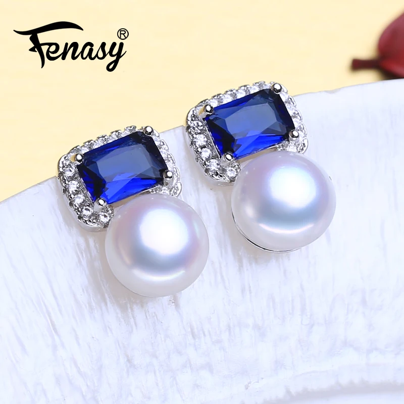 Женские серьги гвоздики FENASY из натурального пресноводного жемчуга