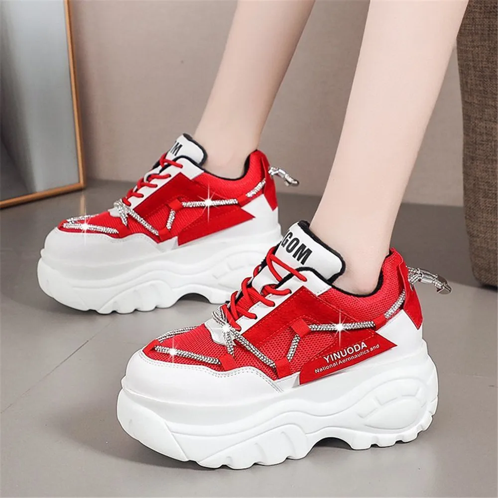 

Женские кроссовки на платформе, дышащая Спортивная обувь для папы, высокие повседневные, толстая подошва, сетчатая плоская подошва, на весн...