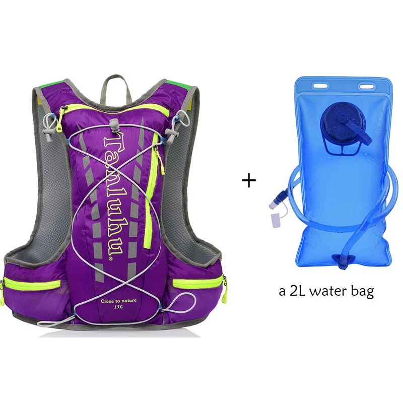 purple 1 15L велосипедная Сумка для бега, мужская и женская сумка для воды, рюкзак, дышащий ультра-светильник, рюкзак для велоспорта, беговые марафоны - Цвет: purple 1