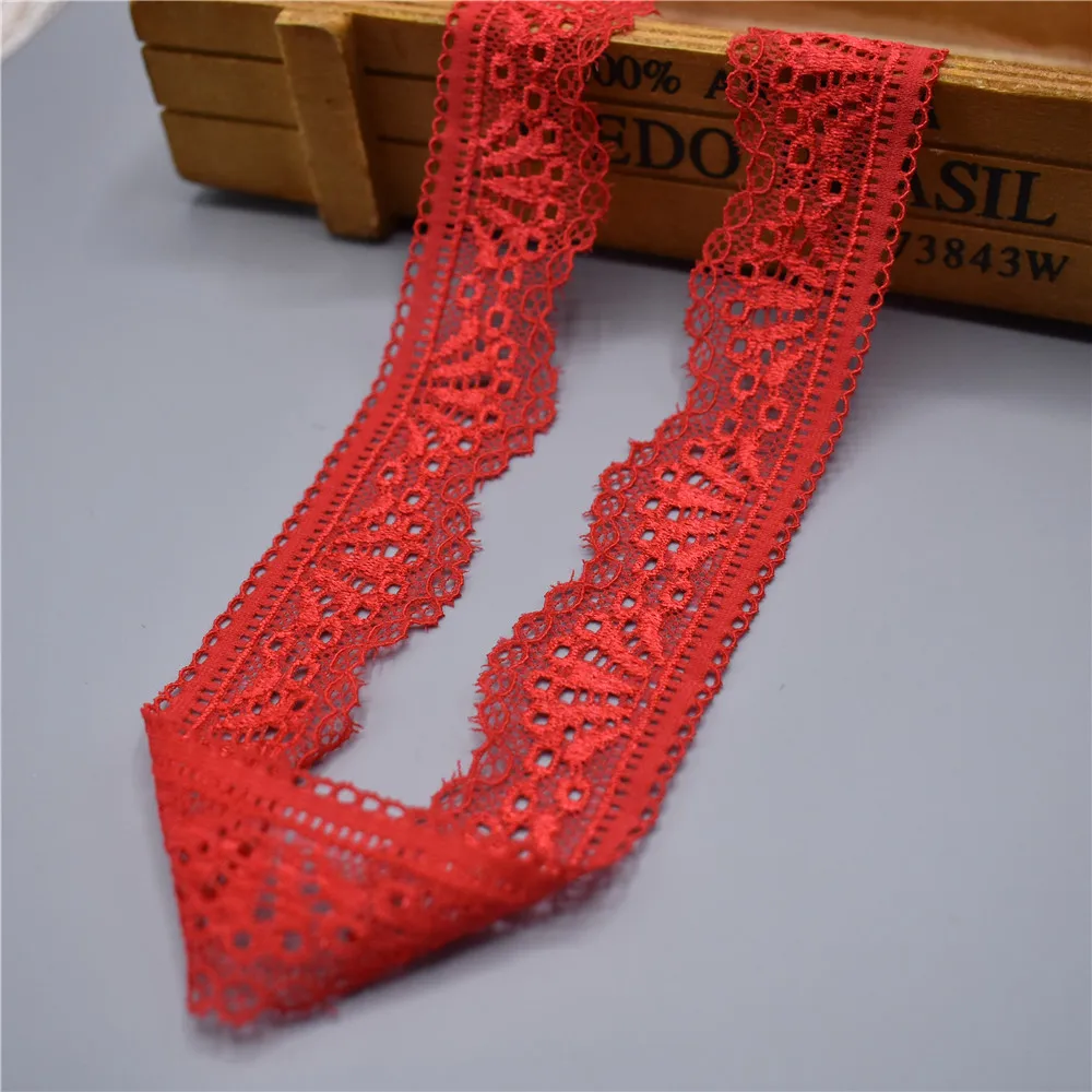 Лидер продаж белая эластичная кружевная лента 30 мм широкая с кружевной отделкой