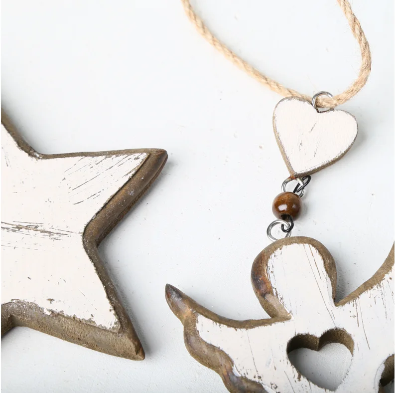 3 шт рождественские деревянные фишки пентаграмма Ангел дерево в форме Ажурные