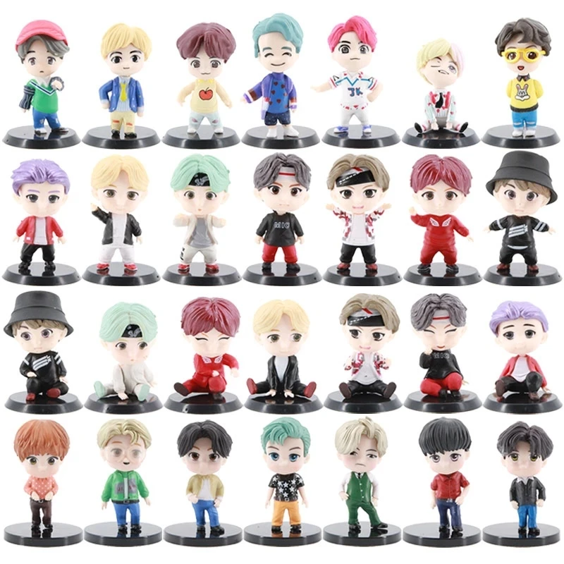 7 шт./компл. Bangtan Boys экшн Фигурки игрушки KPOP Star TOP Group A.R.M.Y ПВХ Модель TinyTAN Dolls|Игровые