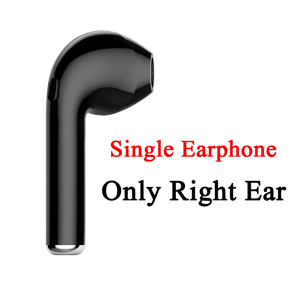 single black ear Bluetooth 5,0 наушники i7 Наушники Спортивные Беспроводные наушники для samsung Xiaomi Mi Redmi; Huawei Honor Vivo Oppo одно правое ухо - Цвет: single black ear