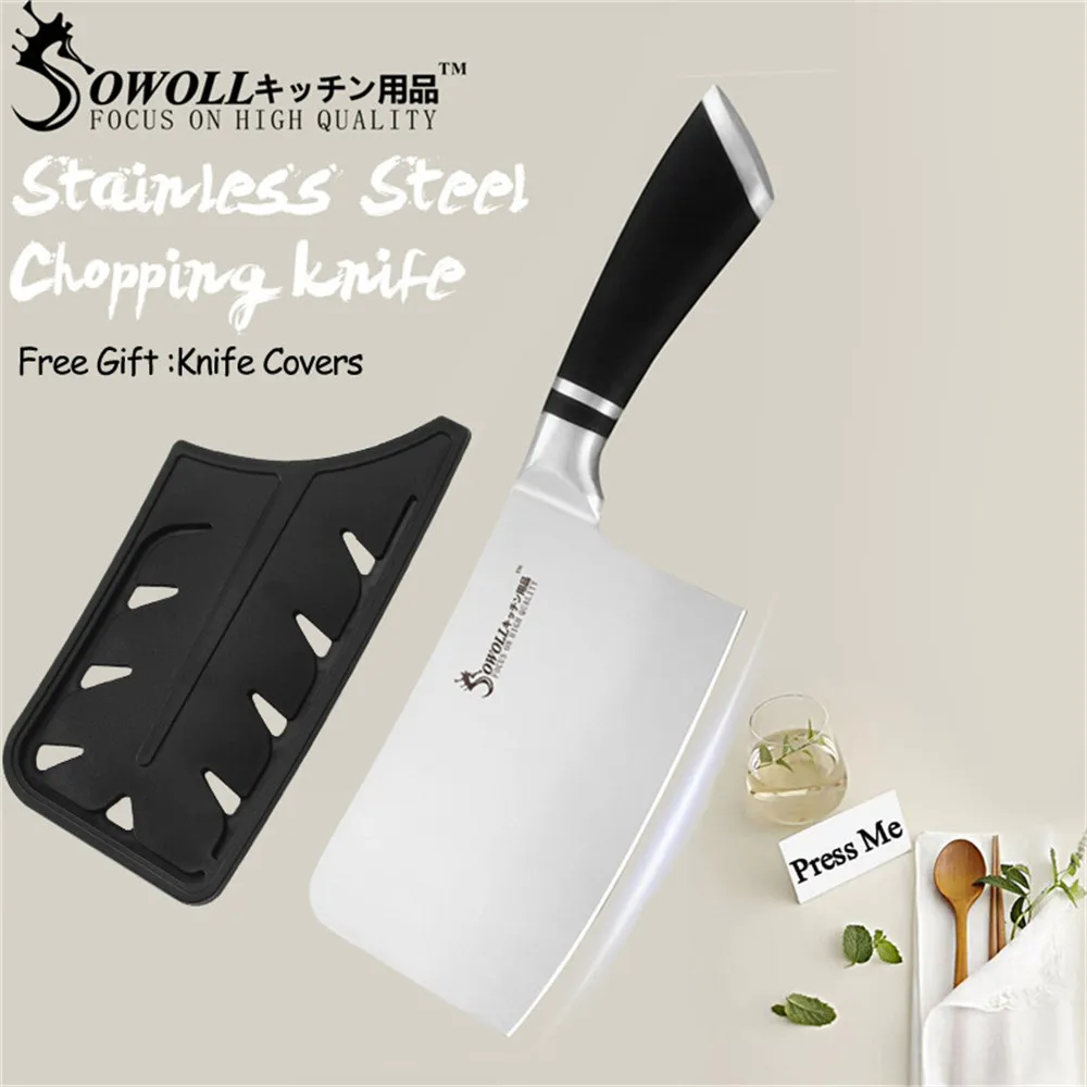 A.chopping knife SOWOLL кухонный нож-Кливер высокоуглеродистые ножи из нержавеющей стали мясник измельчитель Кливер 6 дюймов из нержавеющей стали разделочный нож - Цвет: A.chopping knife