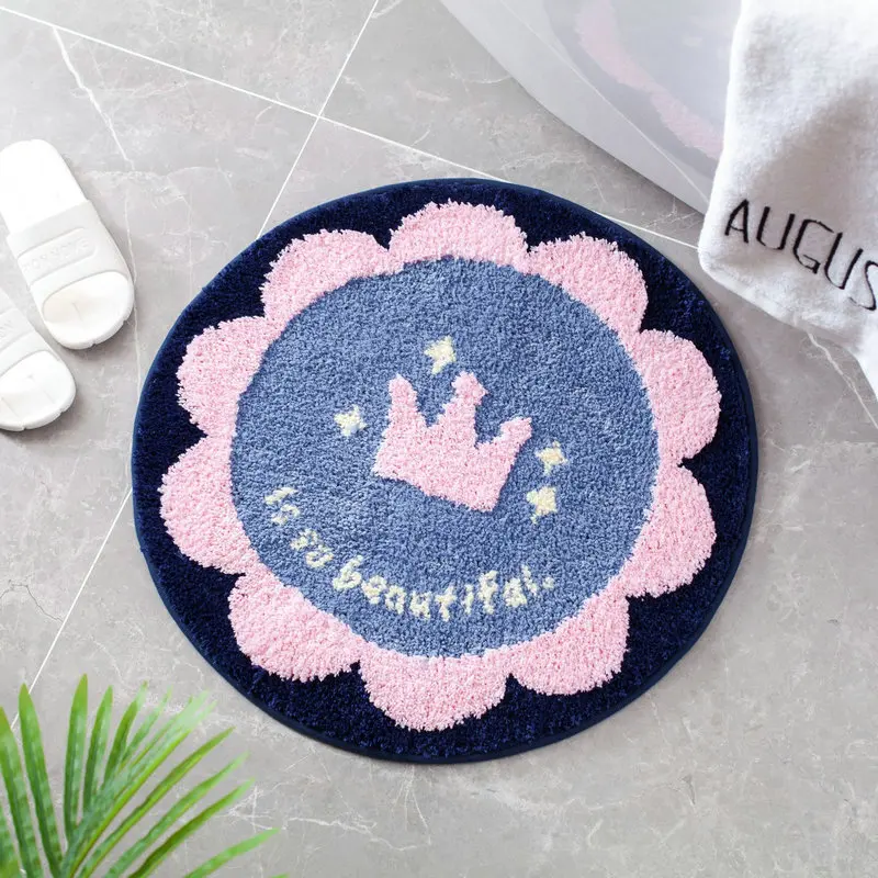 

Crown Bathroom Rug Round Cartoon Household Living Room Bedroom Floor Pad Carpet Toilet Entrance Door Mat Computer Chair Mat