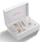 Набор женских кварцевых часов IBSO, браслет и ожерелье с кристаллами, серебряные, комплекты с часами