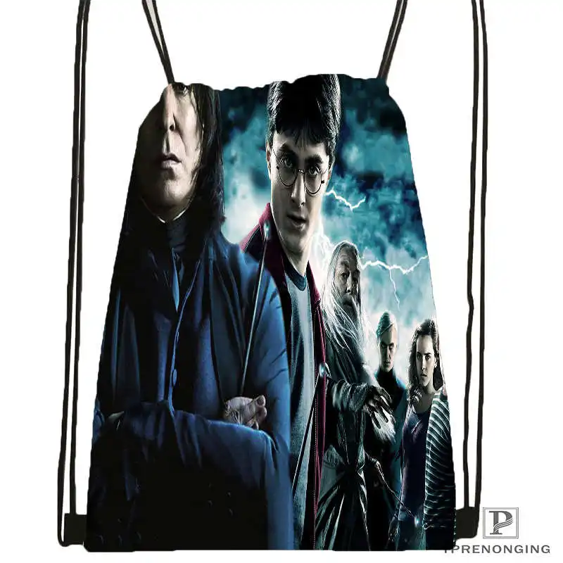 Drawstring Backpack Пользовательские Гарри-Поттер-походная сумка на шнурке для мужчин и женщин милый рюкзак дети ранец(черная спина) 31x40 см#20180611-03-158 - Цвет: Drawstring Backpack
