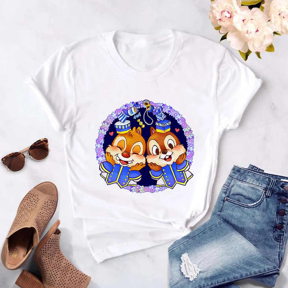 

Chip and Dale Printing Harajuku T Shirt Women Summer Tops Clothes Cartoon T-shirt Kawaii Disney Tees Dropship Fashion Style Tees