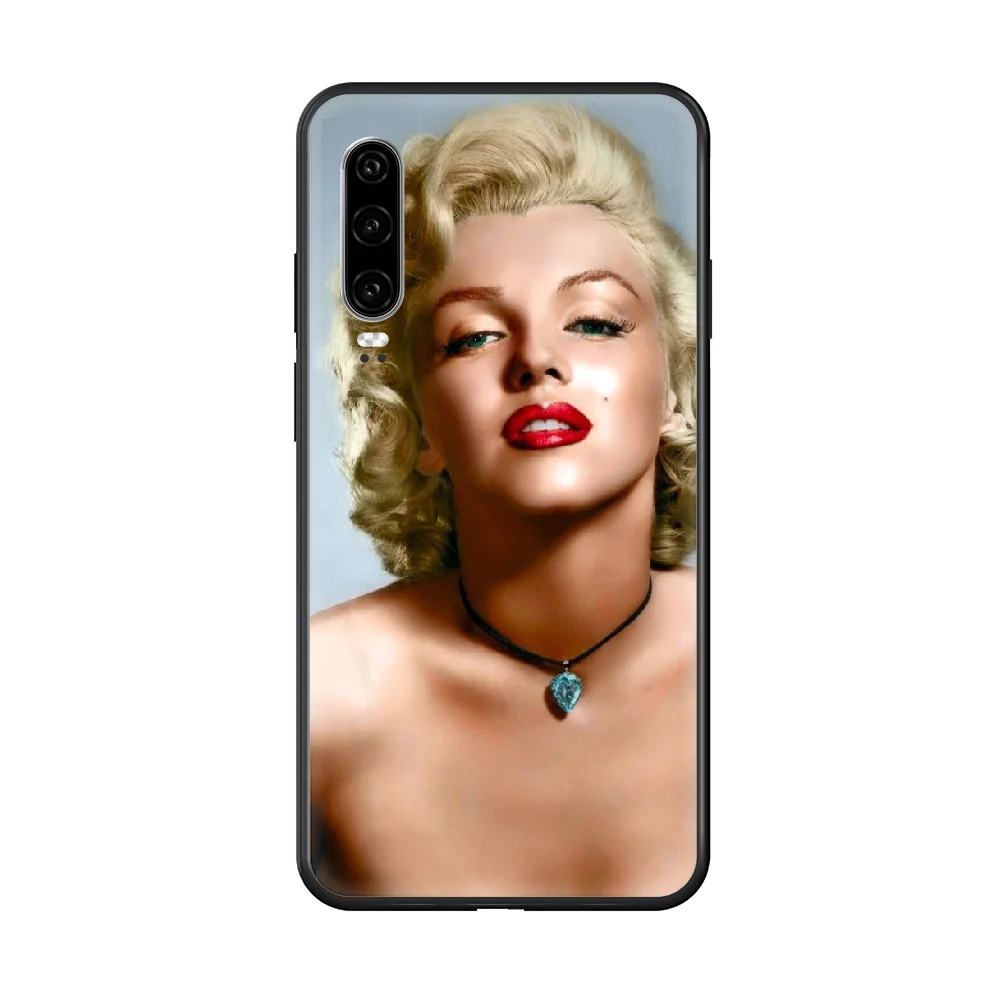 

Sexy Marilyn Monroe Phone case For Huawei P 30 10 20 40 Lite Smart Z Pro 2019 black cover soft bumper luxury back fashion