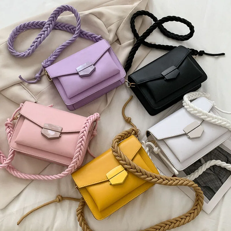 Плетеный плечевой ремень маленькие дизайнерские сумки через плечо из