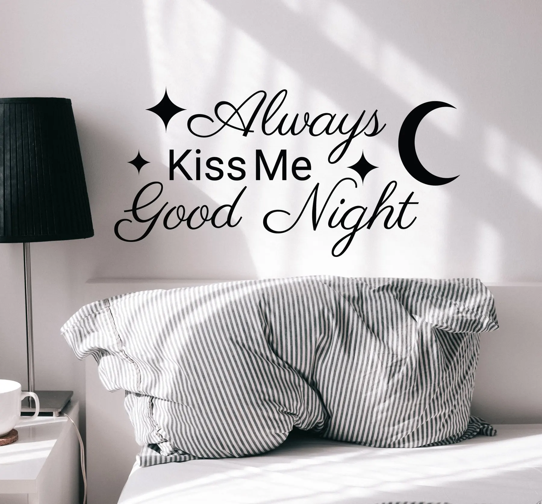 

Home wall stickers always kiss me good night lettering bedroom vinyl bedroom bedside decoration stylish modern home decor DC14