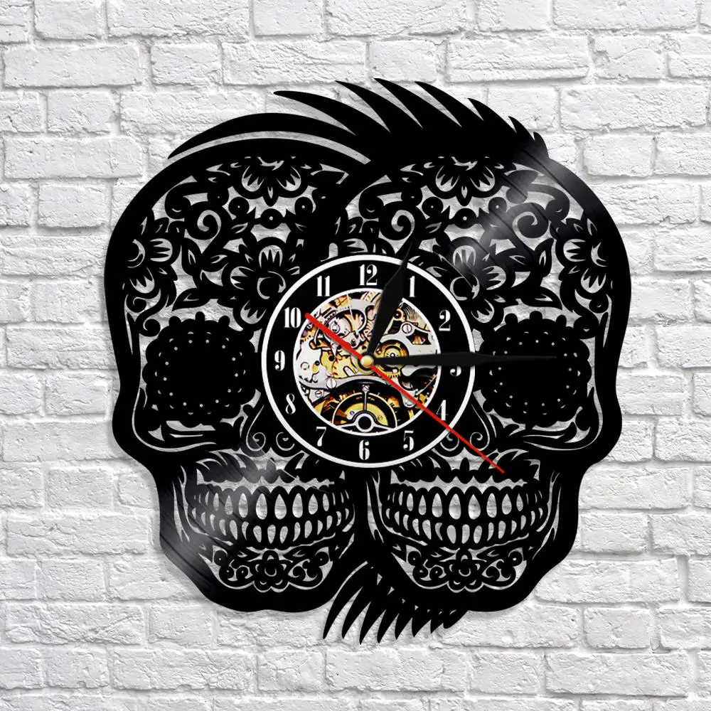 Настенные часы с двумя черепами на Хэллоуин настенные украшения для дома