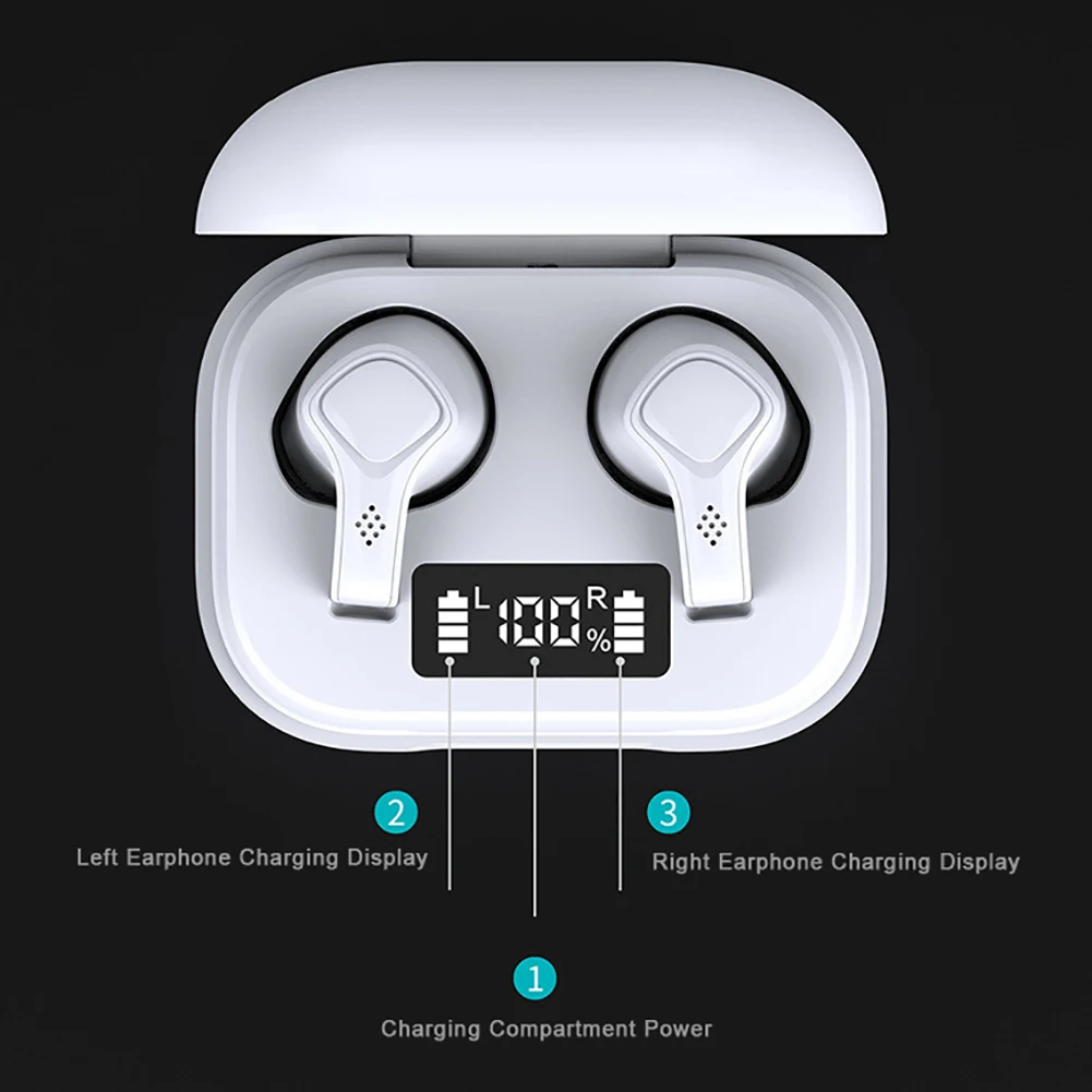 Wireless Bluetooth Earphones HIFI Stereo Sport Headset LED Power Display Sweat-proof Waterproof TWS Earphone | Электроника