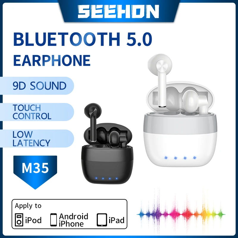 

M35 Wireless Bluetooth Headset 5.0 Stereo In-ear Sports Bluetooth Headset Active Noise Canceling Gaming Headset for Apple/Androi