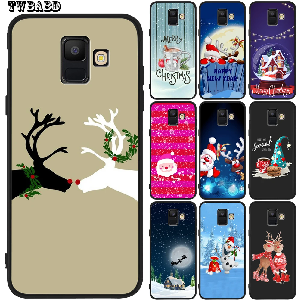 Снеговика и оленя чехол для телефона с рождественским рисунком Samsung Galaxy A7 2018 A6 A5 A8