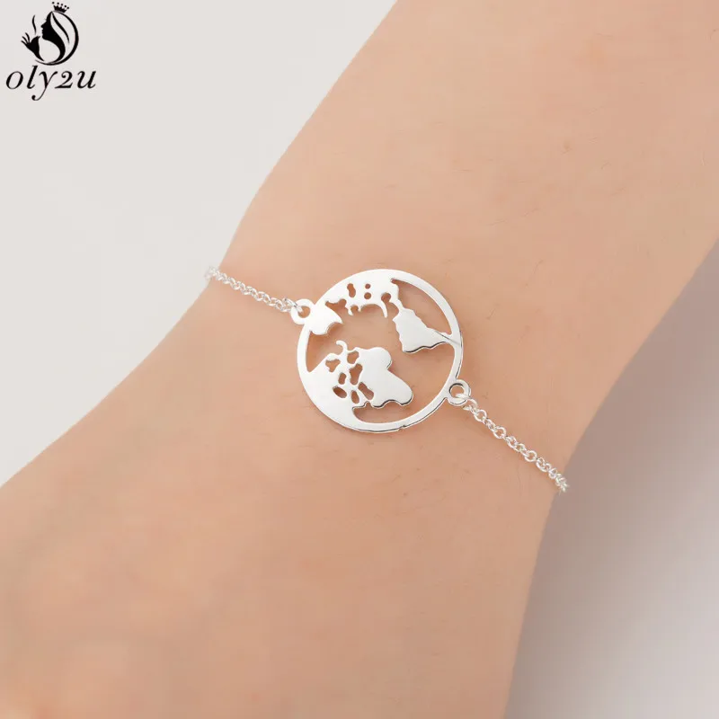 Новинка! Браслеты для женщин с картой мира туристические украшения из розового