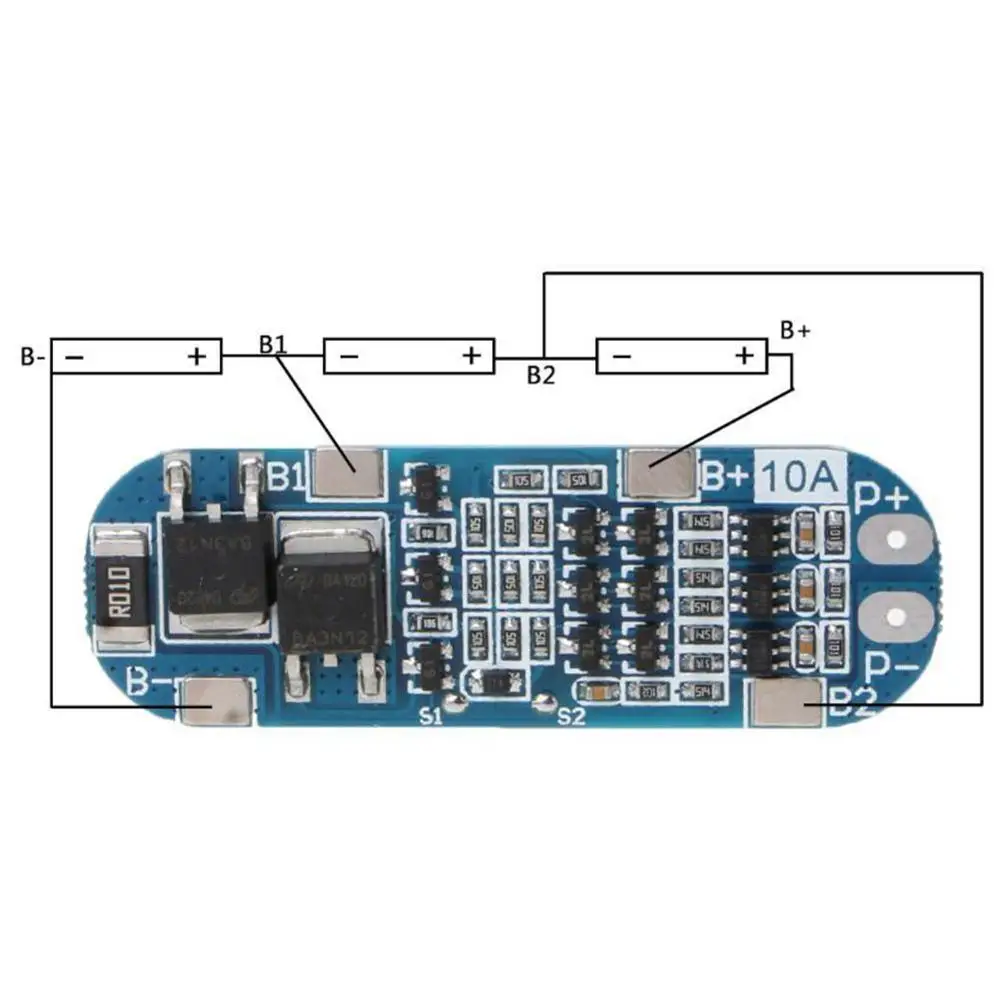 

3S 10A 12V Lithium Battery Charger Protection Board Module for 3pcs 18650 Li-ion Battery Cell Charging BMS 10.8V 11.1V 12.6V