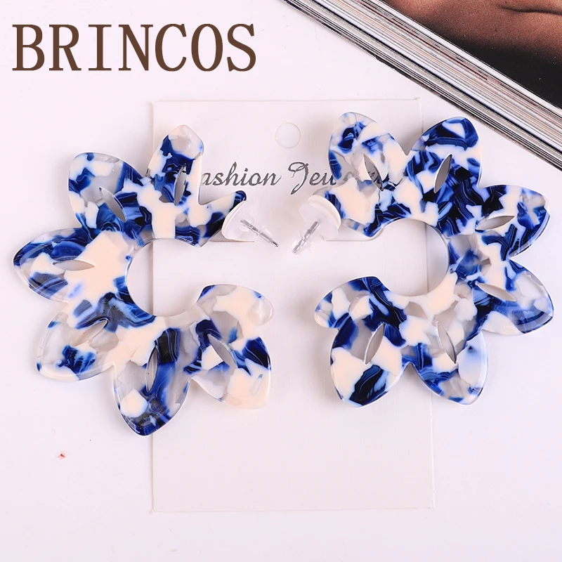 Версия handmadeCC сережки blueearringsblueearrings акриловые серьги женские орнаменты богемные золотые осыпающиеся ретро звезды корейские